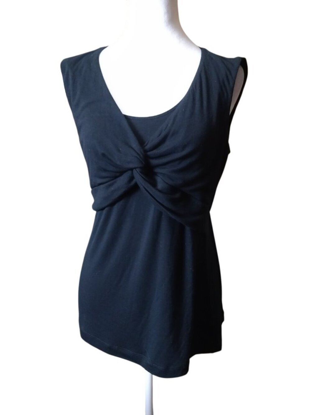 CABI Show-Off Tank Top Size Small Black Twist Front Sleeveless Blouse Feminine